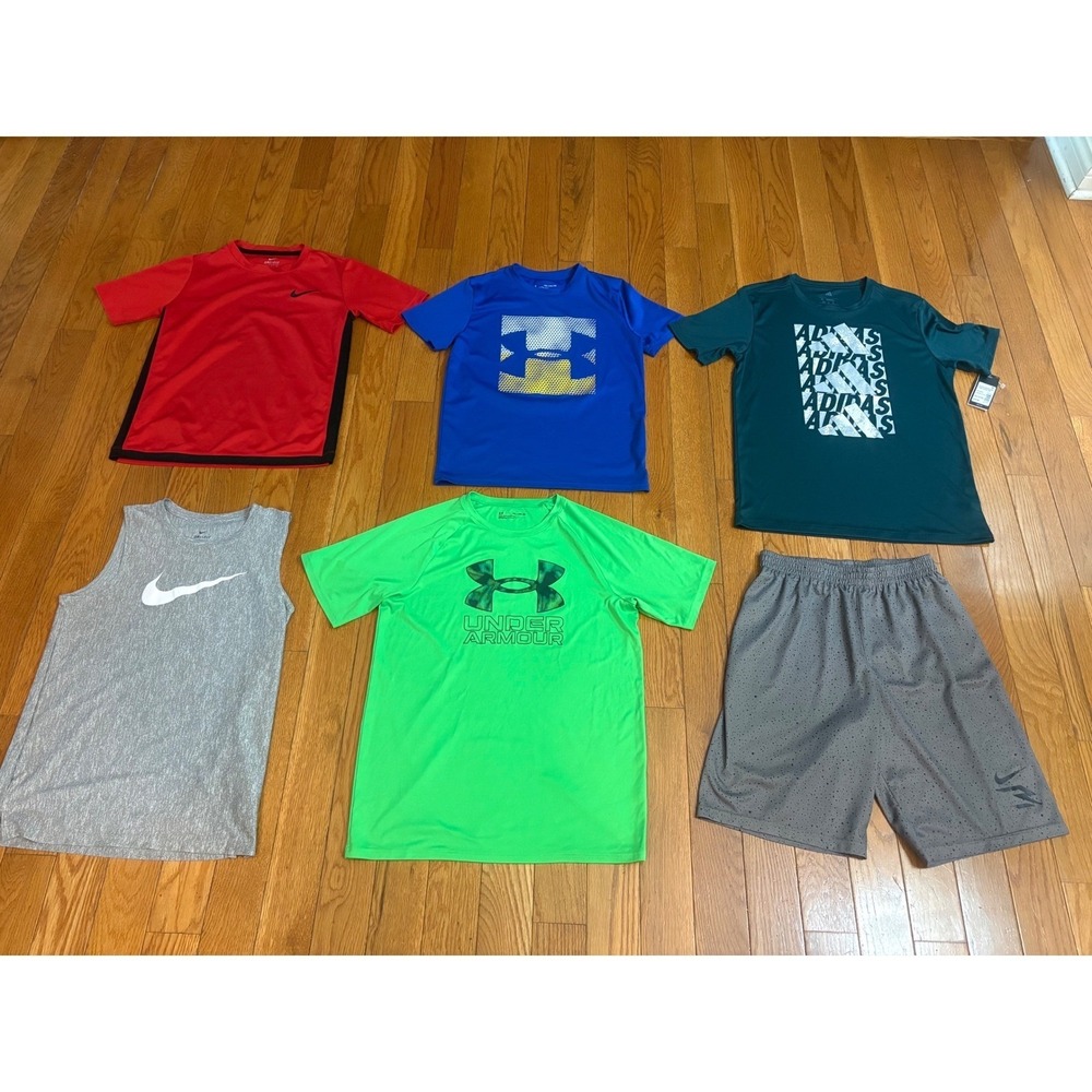 Boys Nike Under Armour Adidas Activewear Lot 6 Shirts Shorts Size XL 13-15 Yrs